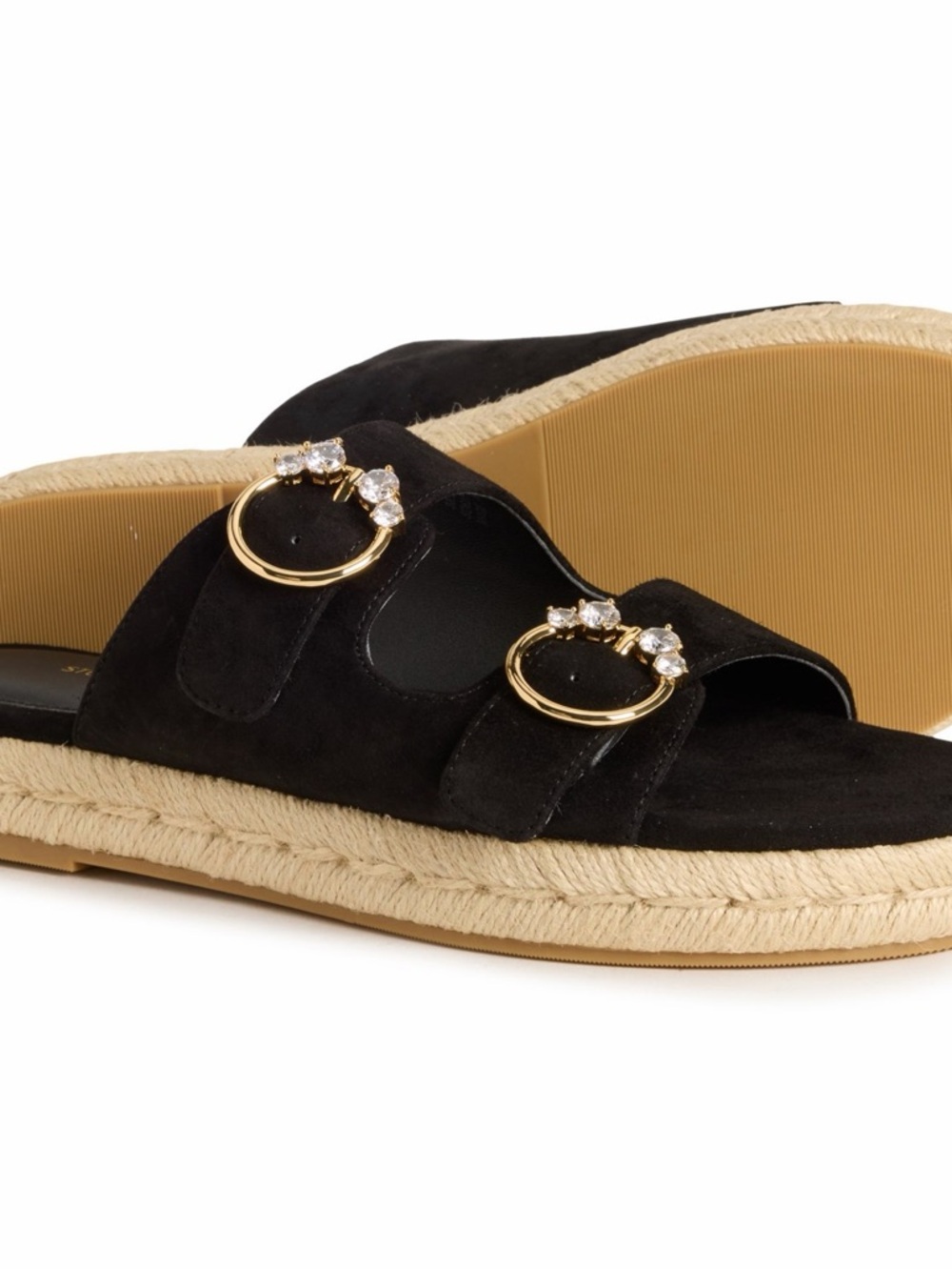 Stuart Weitzman Crystal Espadrille Flat Sandals - Suede